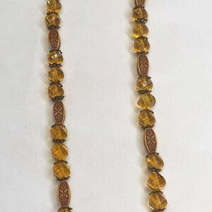 ✨ Vintage Boho Glass & Ceramic Necklace • Tibetan-Style Pendant • 71 cm